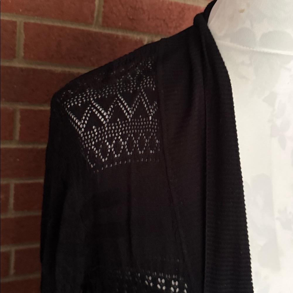 United States Sweaters 100% Rayon Long Black Open Cardigan - Picture 3 of 9